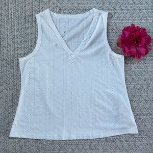 White Jersey eyelet tanktop XL  Cupshe
